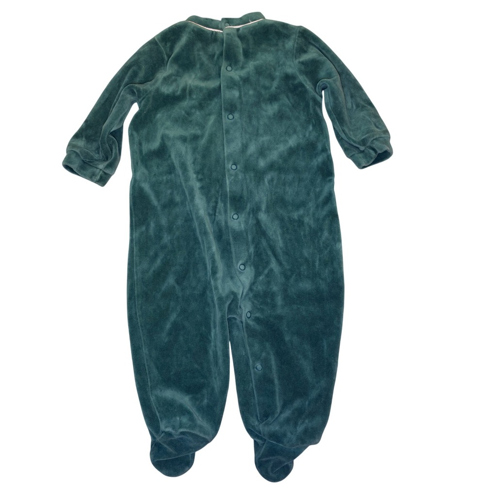 Vintage Velour Pajamas Footed Christmas Holiday Embroidery 1pc Outfit Size 6-9mo - Picture 4 of 8